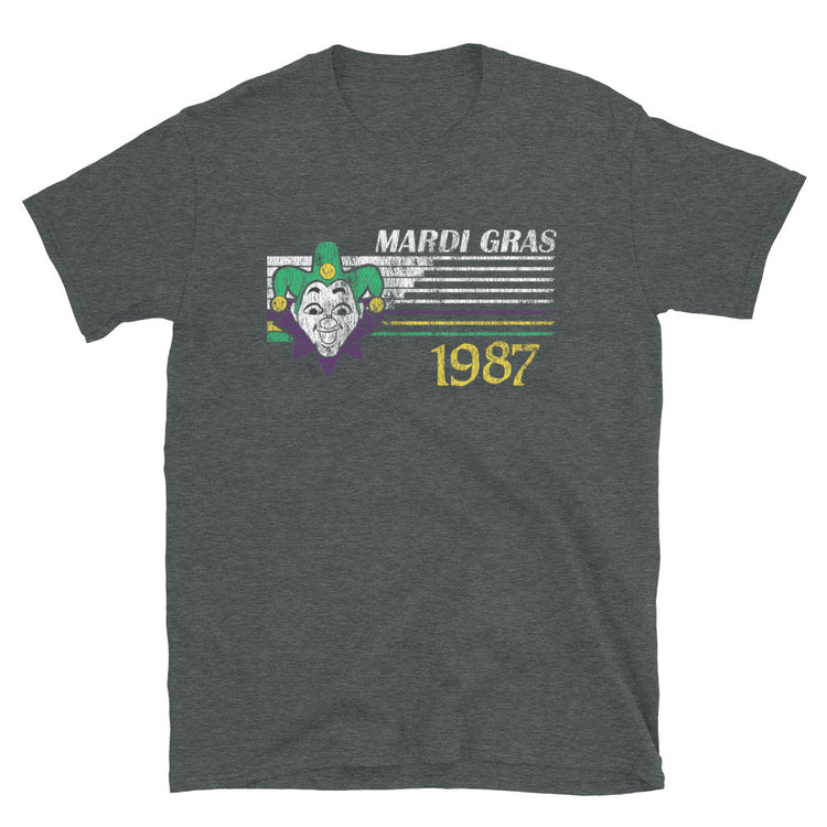 Fly - Retro Mardi Gras Jester 1987 Unisex T-Shirt - NOLA REPUBLIC T-SHIRT CO.