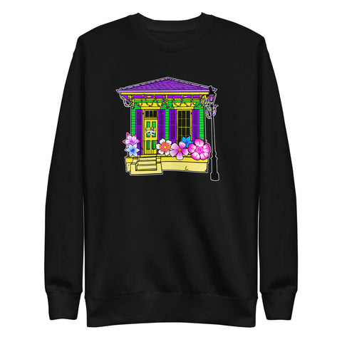 Porch Pardi Gras House Float #1 Unisex Fleece Sweatshirt - NOLA T-shirt, New Orleans T-shirt