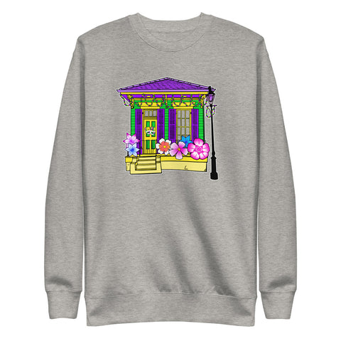 Porch Pardi Gras House Float #1 Unisex Fleece Sweatshirt - NOLA T-shirt, New Orleans T-shirt