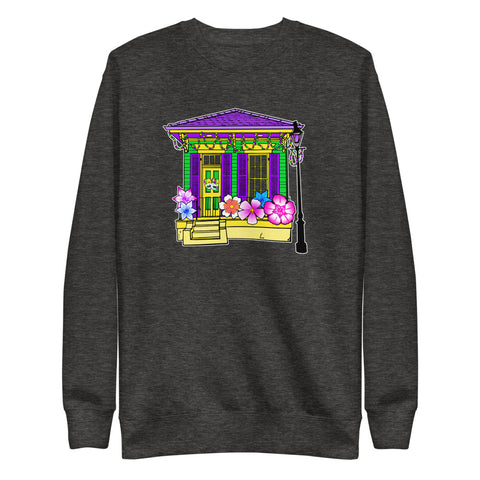 Porch Pardi Gras House Float #1 Unisex Fleece Sweatshirt - NOLA T-shirt, New Orleans T-shirt