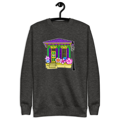 Porch Pardi Gras House Float #1 Unisex Fleece Sweatshirt - NOLA T-shirt, New Orleans T-shirt