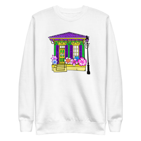 Porch Pardi Gras House Float #1 Unisex Fleece Sweatshirt - NOLA T-shirt, New Orleans T-shirt