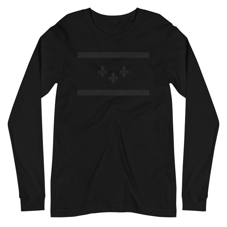 NOLA Flag Matte Black Unisex Long Sleeve T-Shirt - NOLA REPUBLIC T-SHIRT CO.