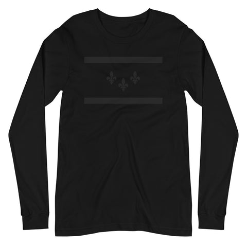 NOLA Flag Matte Black Unisex Long Sleeve T-Shirt - NOLA REPUBLIC T-SHIRT CO.