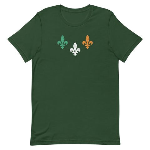 St. Patrick's Day New Orleans Three Fleurs Unisex T-Shirt, Nola Republic T-Shirt Co.