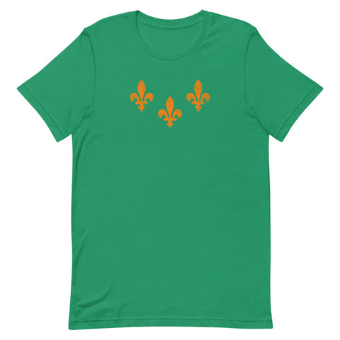 St. Patrick's Day New Orleans Three Fleurs Unisex T-Shirt, Nola Republic T-Shirt Co.