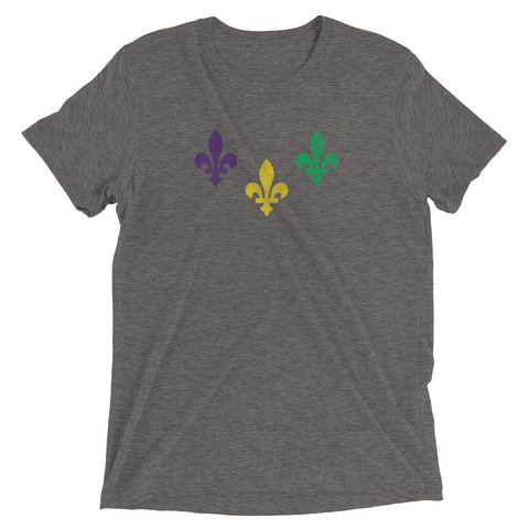 The Three Fleurs Mardi Gras Unisex Tri-blend T-Shirt - NOLA REPUBLIC T-SHIRT CO.