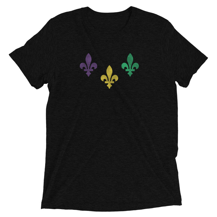 The Three Fleurs Mardi Gras Unisex Tri-blend T-Shirt - NOLA REPUBLIC T-SHIRT CO.