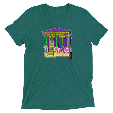 Porch Pardi Gras House Float #1 Unisex Tri-blend T-Shirt - NOLA T-shirt, New Orleans T-shirt