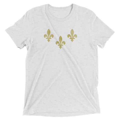 The Golden Three Fleurs Unisex Tri-blend T-Shirt - NOLA REPUBLIC T-SHIRT CO.