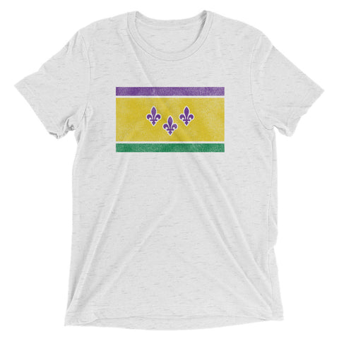 Vintage NOLA Mardi Gras Flag Unisex Tri-blend T-Shirt - NOLA REPUBLIC T-SHIRT CO.