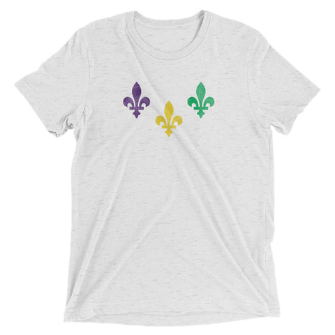 The Three Fleurs Mardi Gras Unisex Tri-blend T-Shirt - NOLA REPUBLIC T-SHIRT CO.