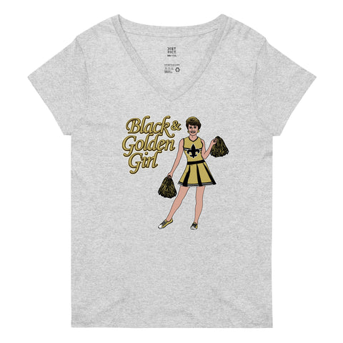 Black & Golden Girl Women’s V-neck T-Shirt - NOLA REPUBLIC T-SHIRT CO.